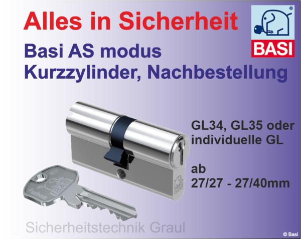 BASI AS modus Kurzzylinder Nachbestellung ab 27/27 - 27/40mm